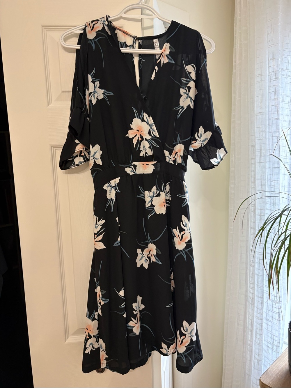 Floral Black Wrap Midi Dress - Classic Women's Dress